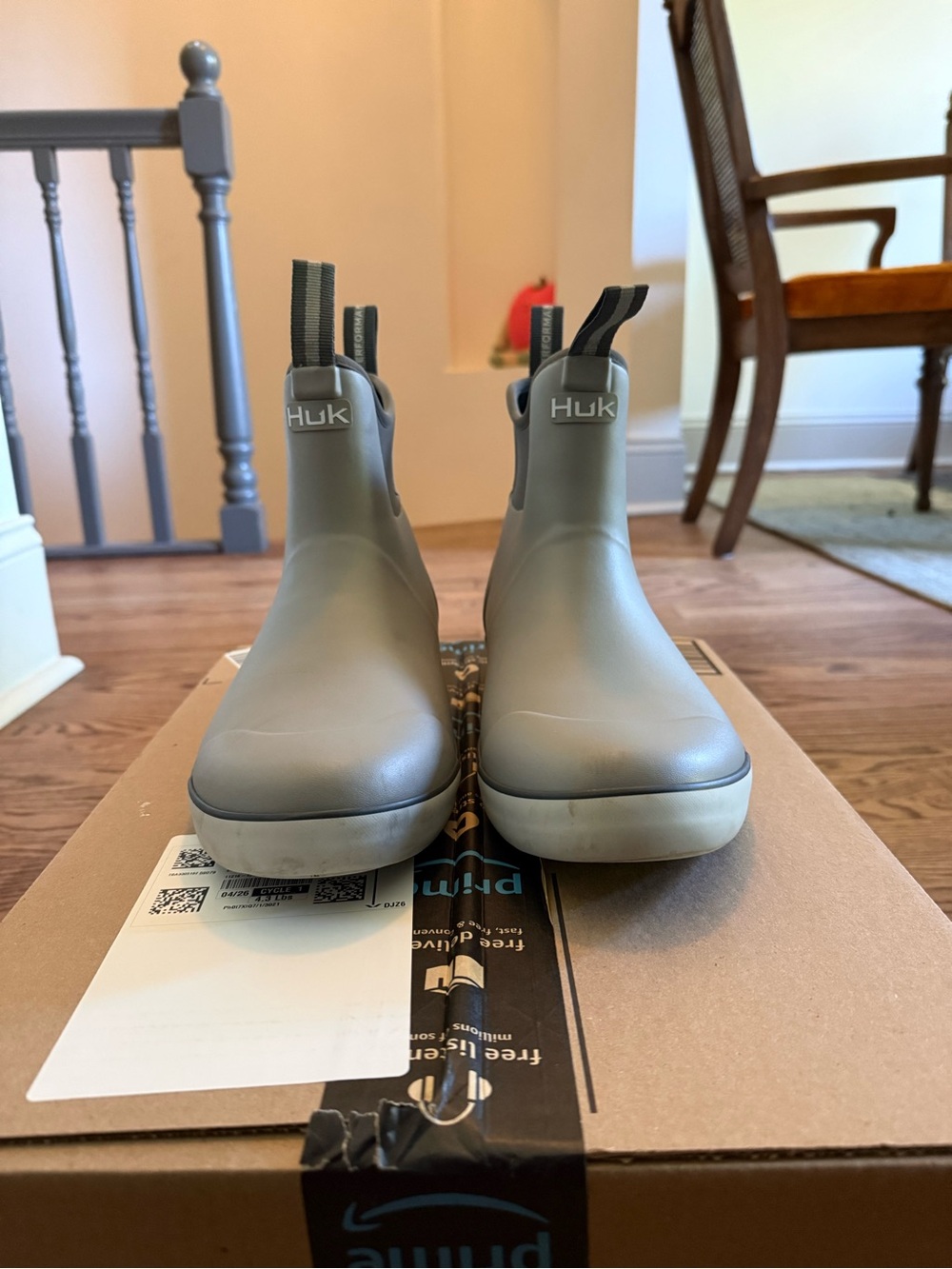 Huk Men's Slip-On Waterproof Ankle Deck Boots in Light Gray